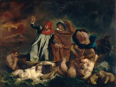 Enquanto não interditam a famiglia Bolsonaro, providenciamos o seu internamento nos quintos do Inferno! (A Barca de Dante, Declacroix)